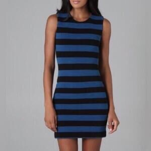 Diane von Furstenberg Rigmora bodycon stretch mini dress, size small, blue black